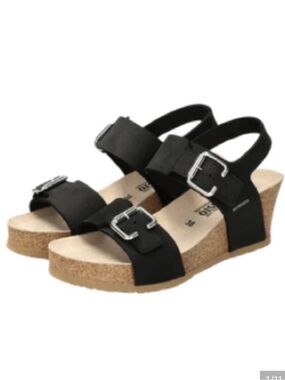 Mephisto Lissandra Black Wedge Sandals | 40
